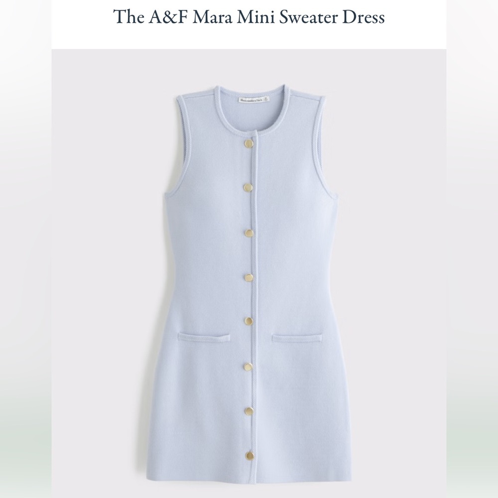 Abercrombie & Fitch Light Blue Sleeveless Mini Sweater Dress